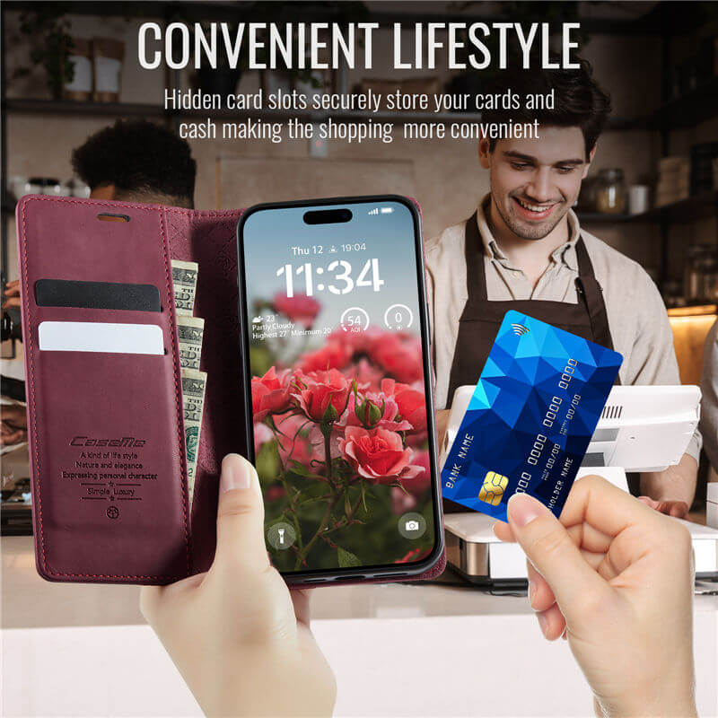 CaseMe iPhone 17 Pro Magnetic Wallet Case with RFID Blocking