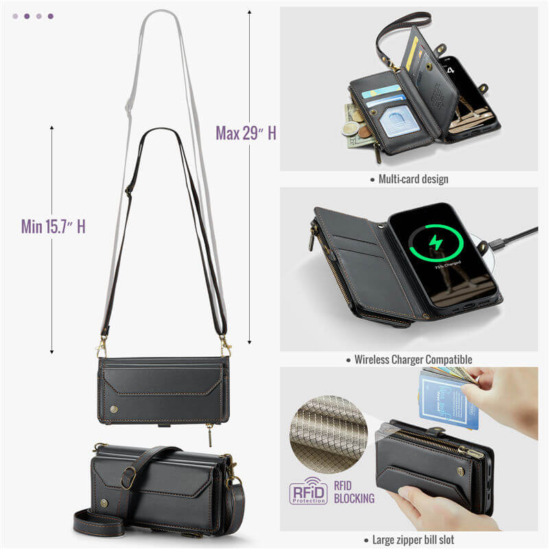 CaseMe iPhone 17 Pro Wallet RFID Blocking Crossbody Phone Case