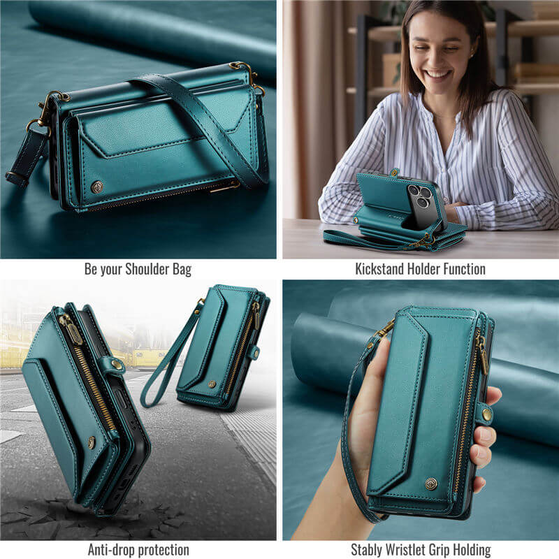 CaseMe iPhone 17 Pro Wallet RFID Blocking Crossbody Phone Case