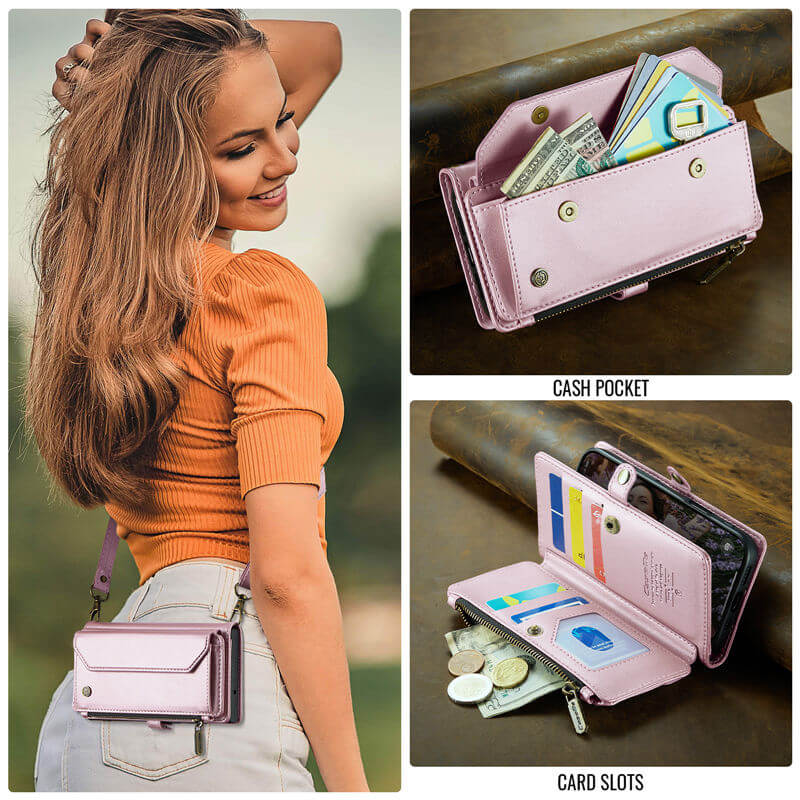CaseMe iPhone 17 Pro Wallet RFID Blocking Crossbody Phone Case