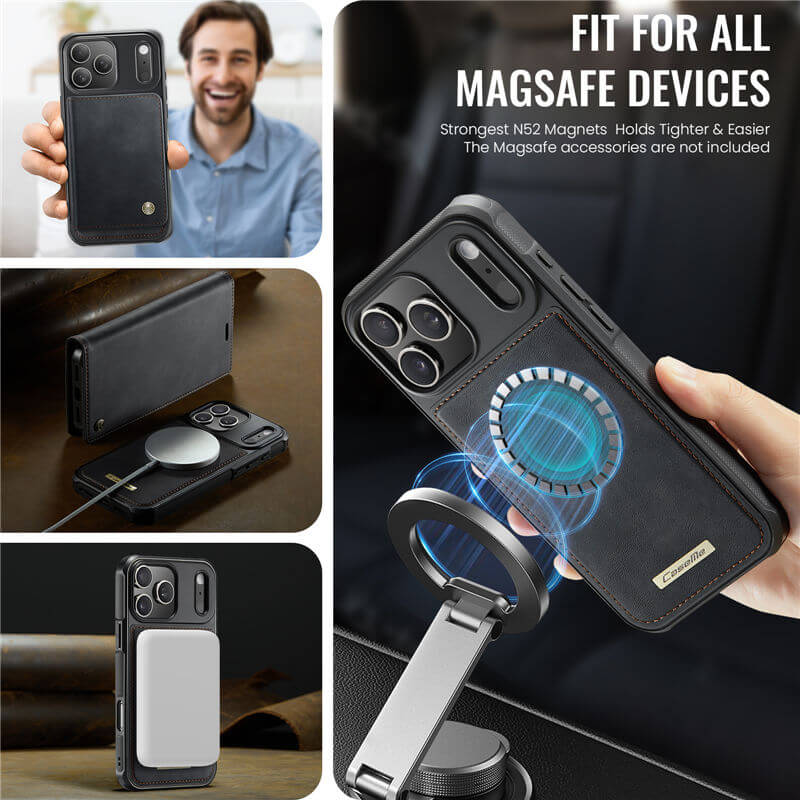 CaseMe iPhone 17 Pro Max 2-in-1 Magnetic Wallet Case