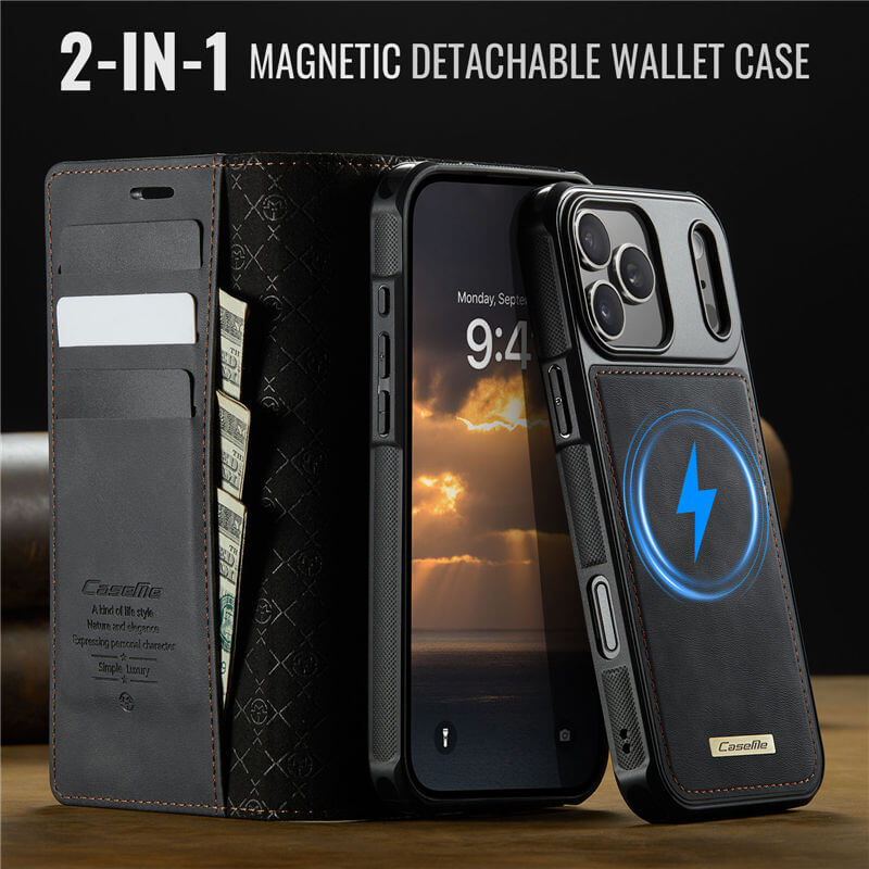 CaseMe iPhone 17 Pro Max 2-in-1 Magnetic Wallet Case