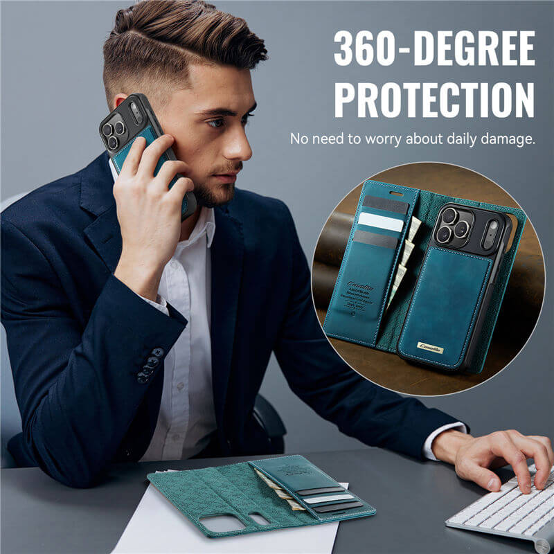 CaseMe iPhone 17 Pro 2-in-1 Magnetic Wallet Case