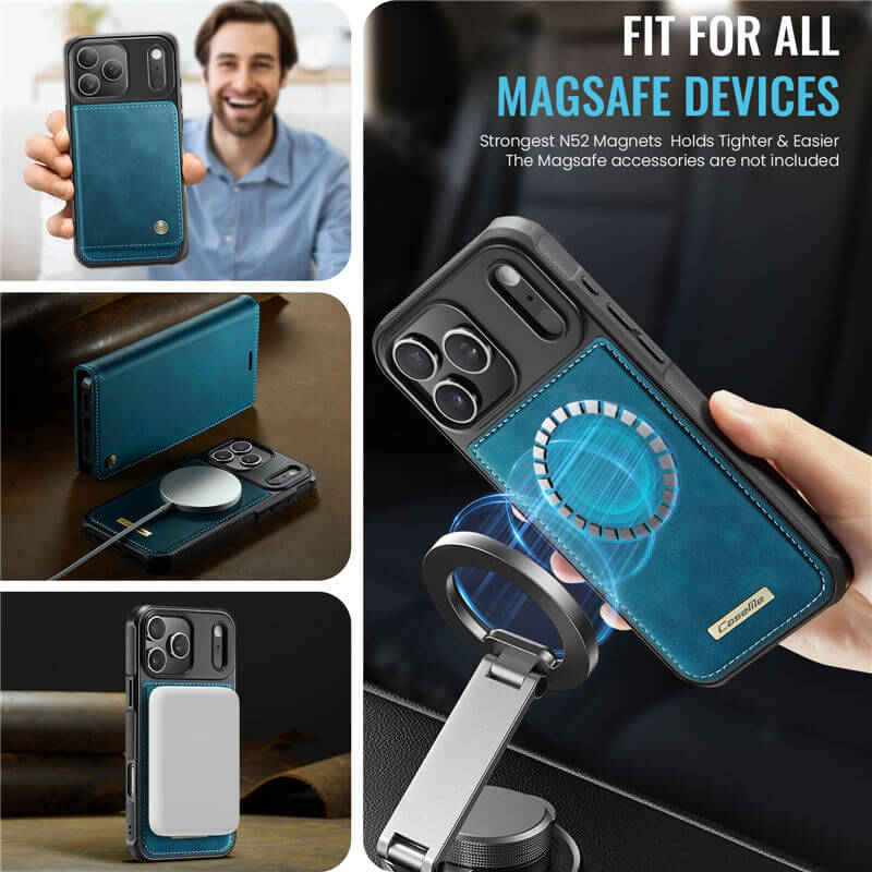 CaseMe iPhone 17 Pro 2-in-1 Magnetic Wallet Case