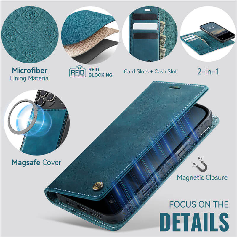 CaseMe iPhone 17 Pro 2-in-1 Magnetic Wallet Case