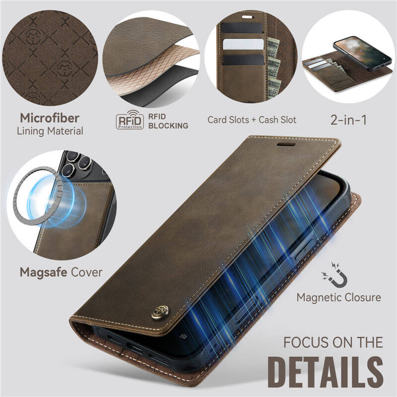 CaseMe iPhone 17 Pro 2-in-1 Magnetic Wallet Case