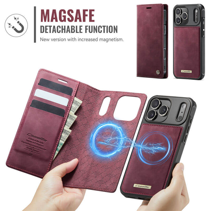CaseMe iPhone 17 Pro Max 2-in-1 Magnetic Wallet Case