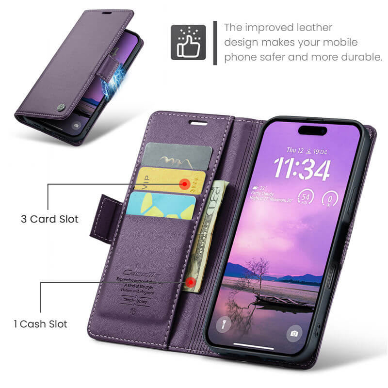 CaseMe iPhone 17 Wallet RFID Blocking Case