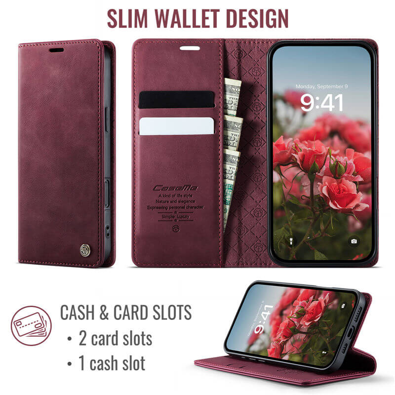 CaseMe iPhone 17 Magnetic Wallet Case with RFID Blocking