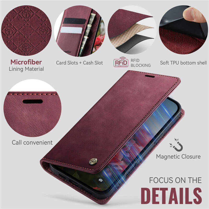 CaseMe iPhone 17 Magnetic Wallet Case with RFID Blocking