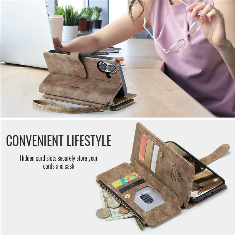 CaseMe iPhone 17 Wallet Case with Wrist Strap