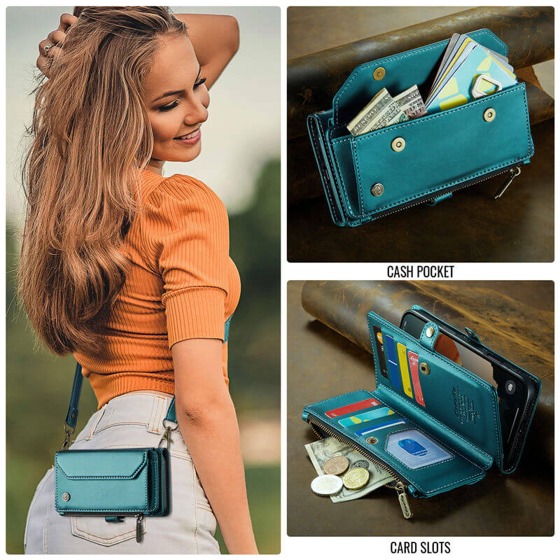 CaseMe iPhone 17 Wallet RFID Blocking Crossbody Phone Case