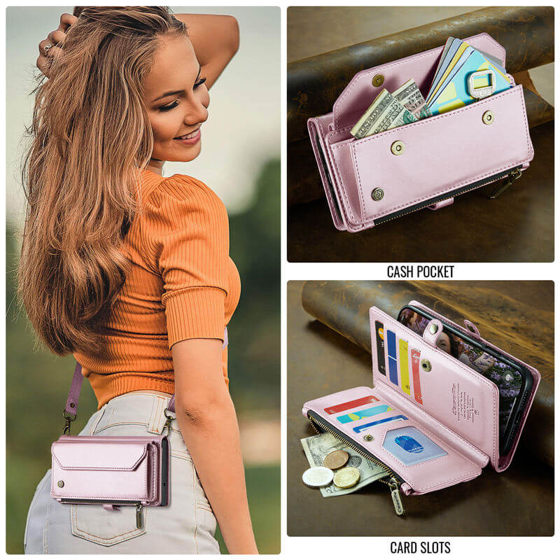 CaseMe iPhone 17 Wallet RFID Blocking Crossbody Phone Case