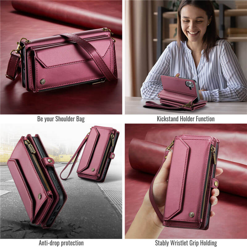 CaseMe iPhone 17 Wallet RFID Blocking Crossbody Phone Case