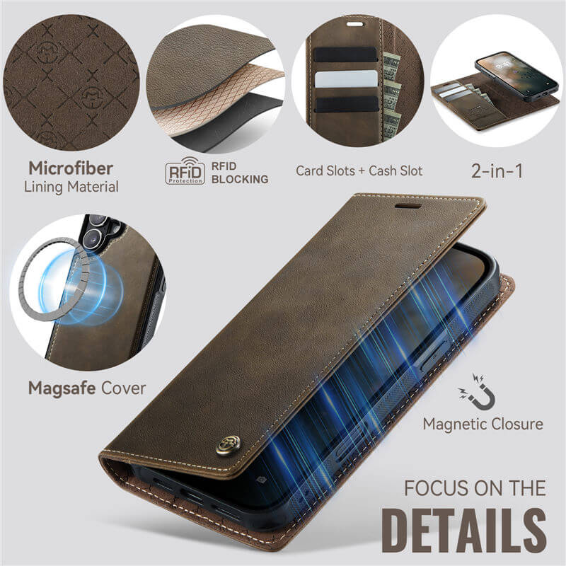 CaseMe iPhone 17 2-in-1 Magnetic Wallet Case