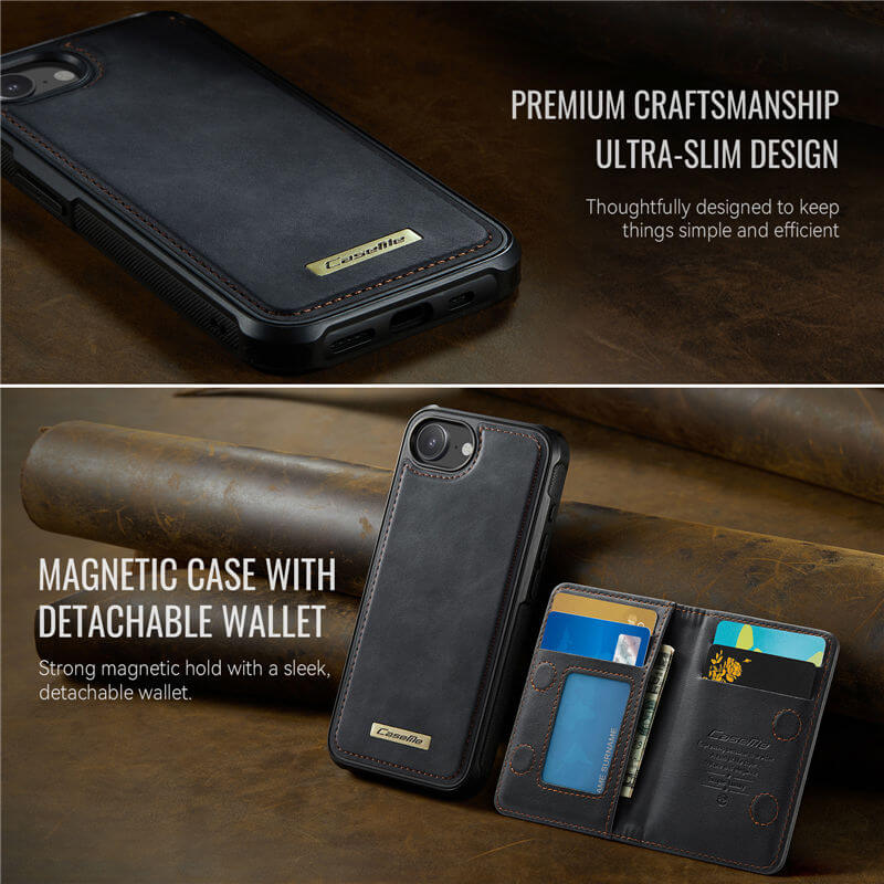 CaseMe iPhone 16e 2-in-1 Detachable Magnetic Wallet Case