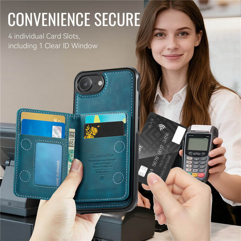 CaseMe iPhone 16e 2-in-1 Detachable Magnetic Wallet Case