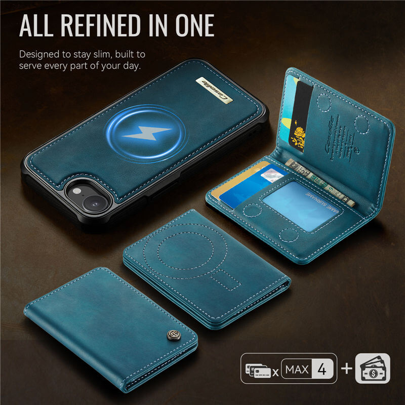 CaseMe iPhone 16e 2-in-1 Detachable Magnetic Wallet Case