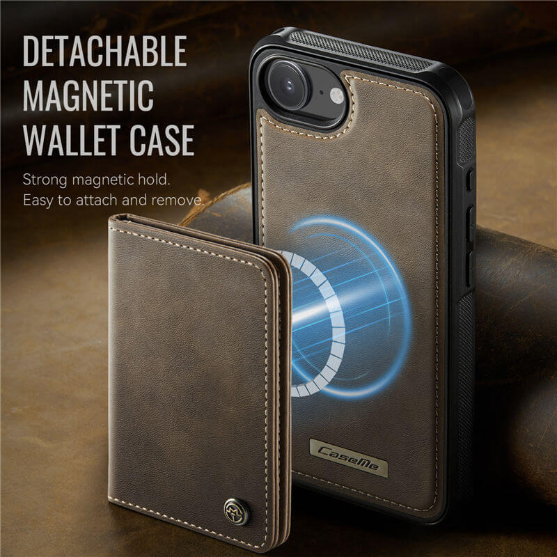 CaseMe iPhone 16e 2-in-1 Detachable Magnetic Wallet Case