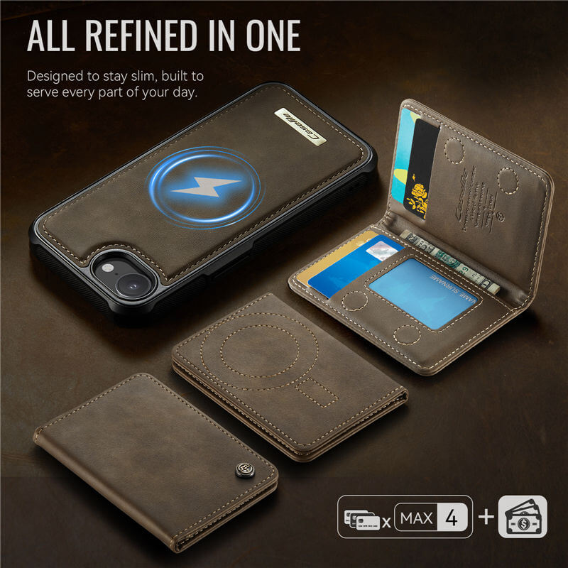 CaseMe iPhone 16e 2-in-1 Detachable Magnetic Wallet Case