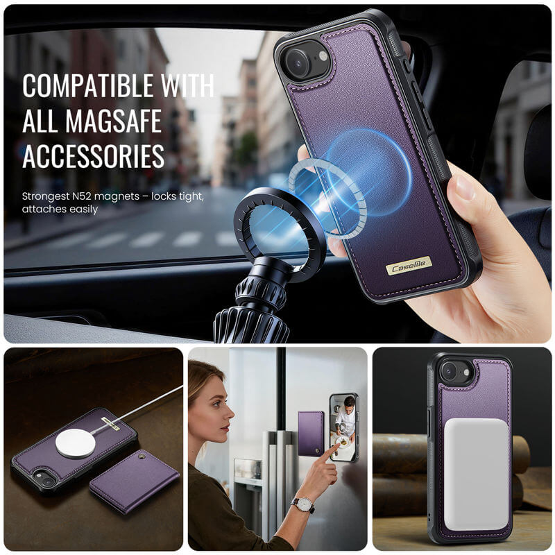 CaseMe iPhone 16e 2-in-1 Detachable Magnetic Wallet Case