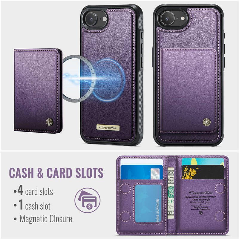 CaseMe iPhone 16e 2-in-1 Detachable Magnetic Wallet Case