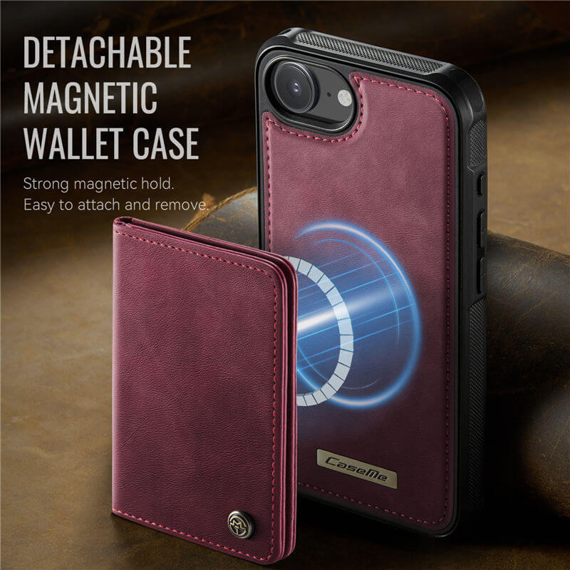 CaseMe iPhone 16e 2-in-1 Detachable Magnetic Wallet Case