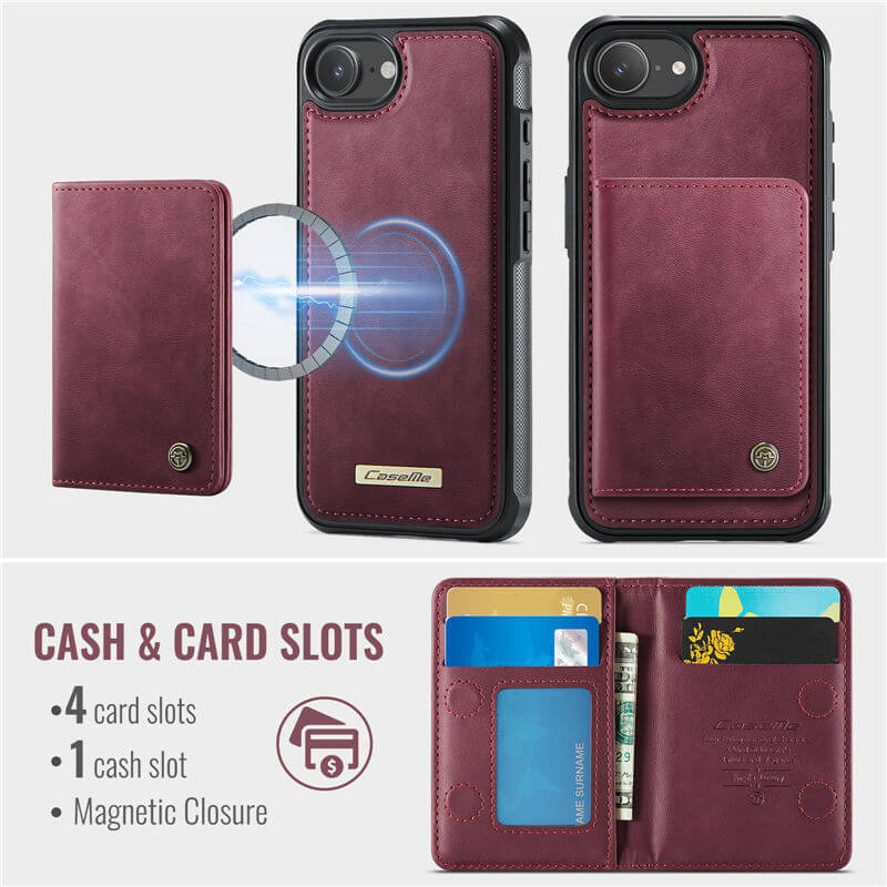 CaseMe iPhone 16e 2-in-1 Detachable Magnetic Wallet Case