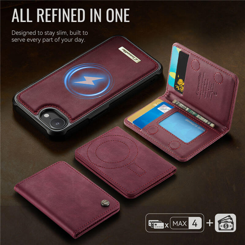 CaseMe iPhone 16e 2-in-1 Detachable Magnetic Wallet Case