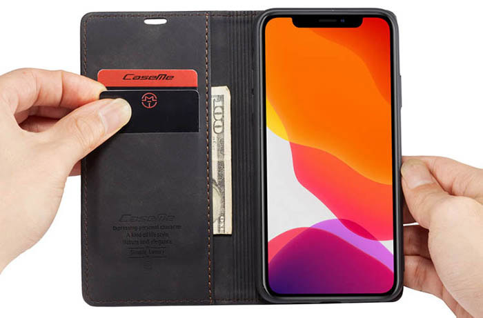 CaseMe iPhone 11 Pro Max Wallet Kickstand Magnetic Flip Leather Case