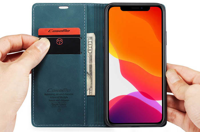 CaseMe iPhone 11 Pro Wallet Kickstand Magnetic Flip Leather Case