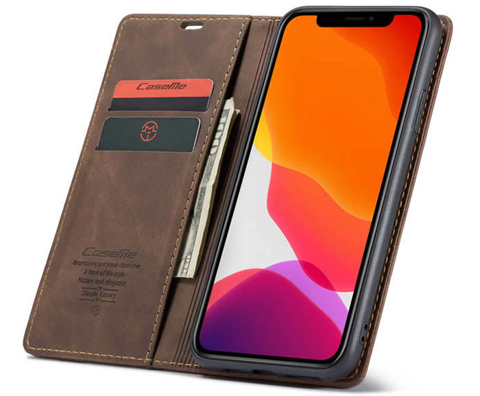 CaseMe iPhone 11 Pro Max Wallet Kickstand Magnetic Flip Leather Case