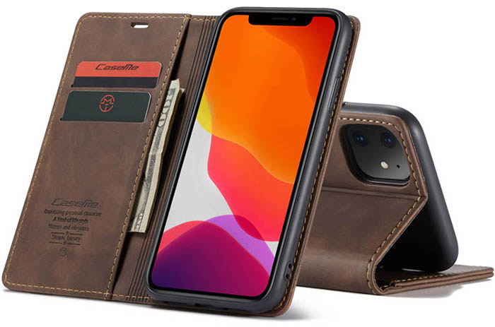 CaseMe iPhone 11 Wallet Kickstand Magnetic Flip Leather Case