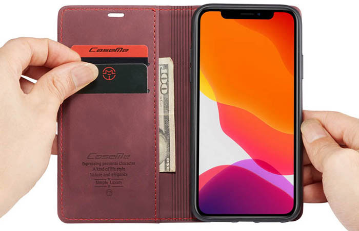 CaseMe iPhone 11 Wallet Kickstand Magnetic Flip Leather Case