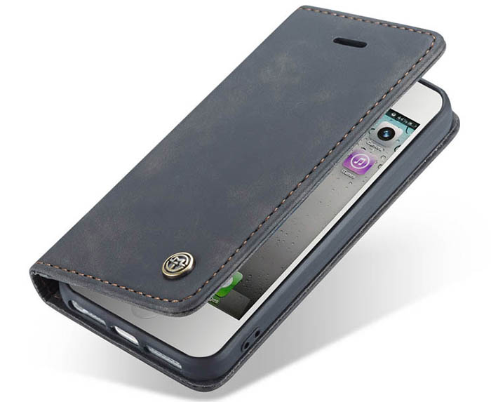 CaseMe iPhone SE/5S Retro Wallet Kickstand Magnetic Flip Leather Case