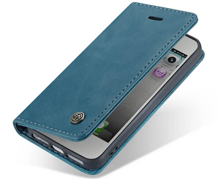 CaseMe iPhone SE/5S Retro Wallet Kickstand Magnetic Flip Leather Case