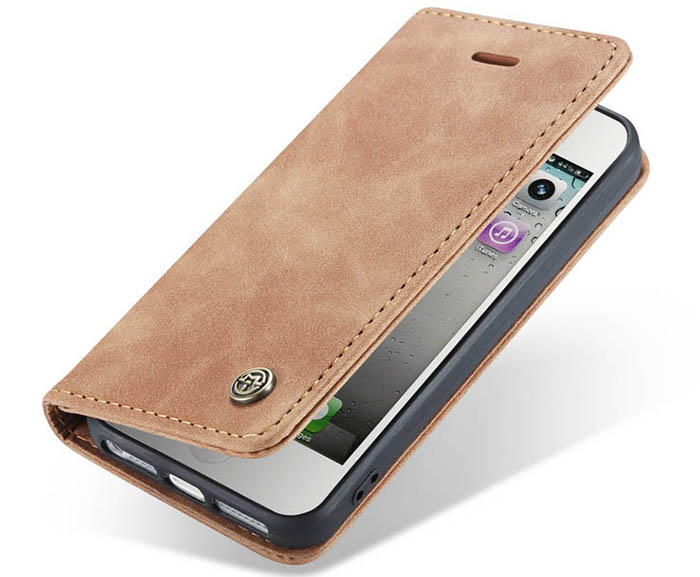 CaseMe iPhone SE/5S Retro Wallet Kickstand Magnetic Flip Leather Case