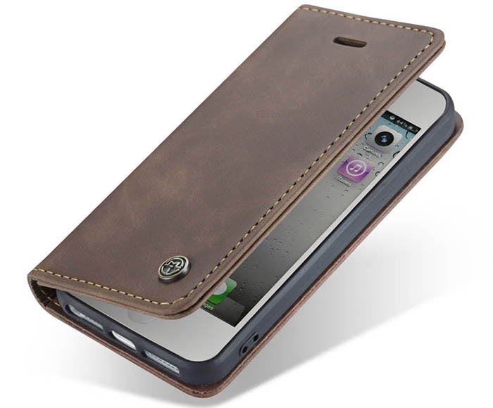 CaseMe iPhone SE/5S Retro Wallet Kickstand Magnetic Flip Leather Case