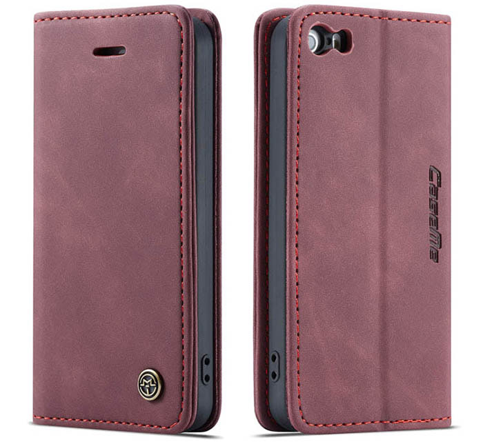 CaseMe iPhone SE/5S Retro Wallet Kickstand Magnetic Flip Leather Case