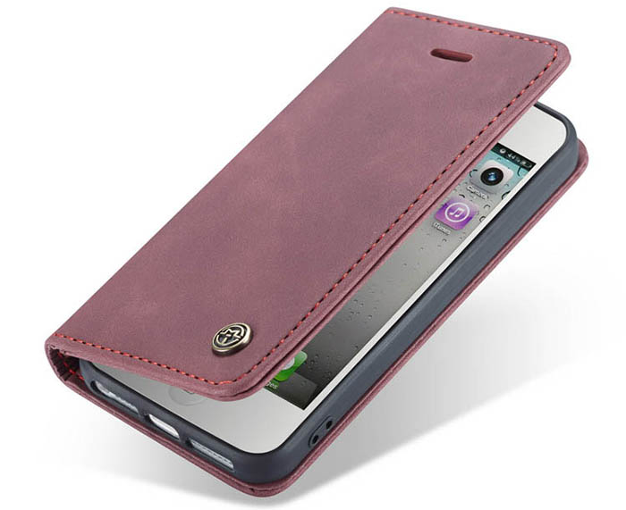 CaseMe iPhone SE/5S Retro Wallet Kickstand Magnetic Flip Leather Case