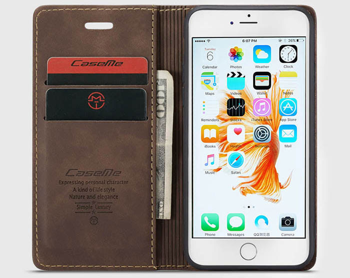 CaseMe iPhone 6/6s Retro Wallet Kickstand Magnetic Flip Leather Case