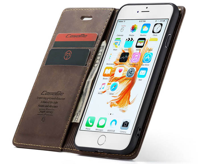 CaseMe iPhone 6/6s Retro Wallet Kickstand Magnetic Flip Leather Case