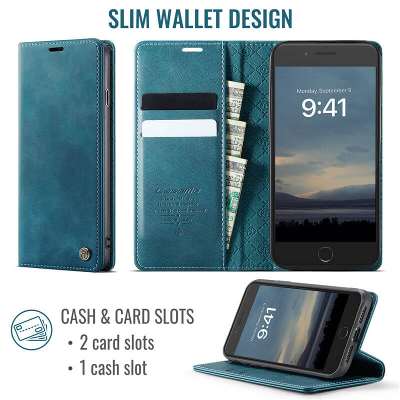 CaseMe iPhone 7 Plus/8 Plus Magnetic Wallet Case with RFID Blocking