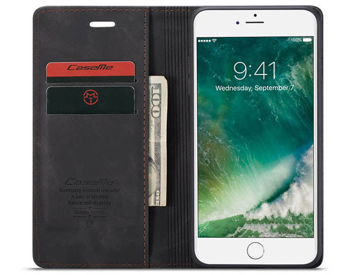 CaseMe iPhone 7 Plus/8 Plus Retro Wallet Kickstand Magnetic Flip Leather Case