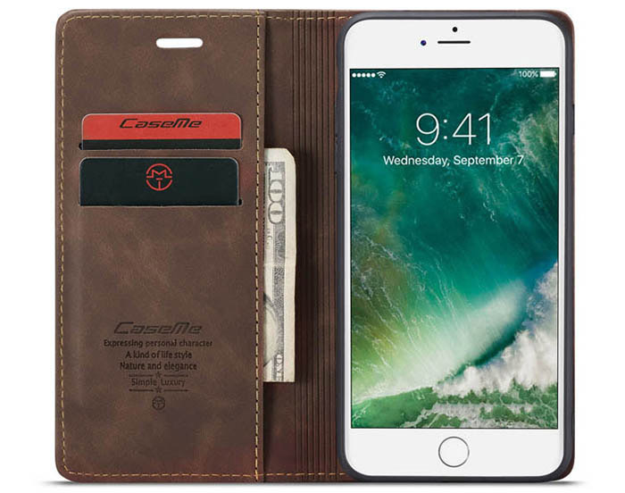 CaseMe iPhone 7 Plus/8 Plus Retro Wallet Kickstand Magnetic Flip Leather Case