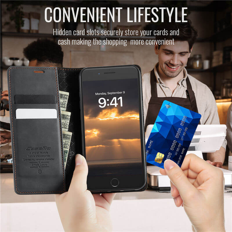 CaseMe iPhone 7/8/SE 2020/SE 2022 Magnetic Wallet Case with RFID Blocking