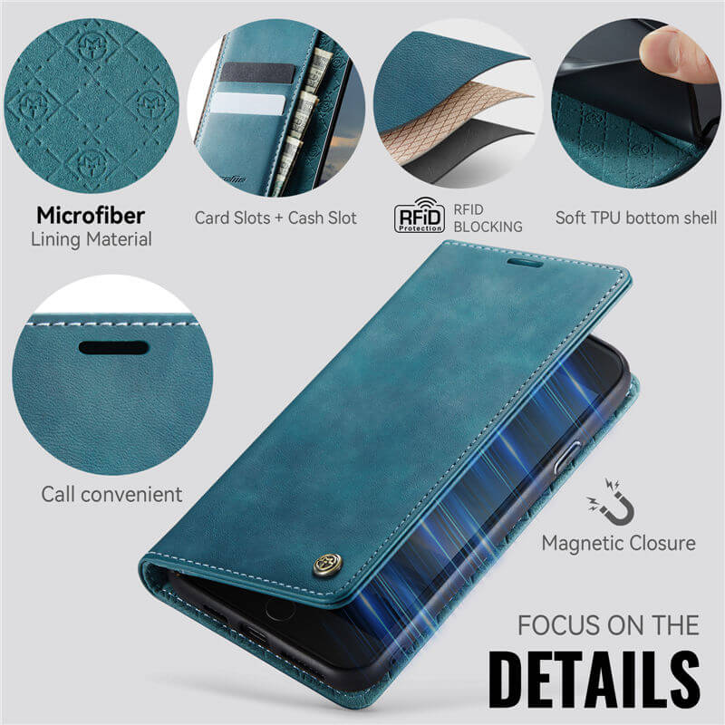 CaseMe iPhone 7/8/SE 2020/SE 2022 Magnetic Wallet Case with RFID Blocking