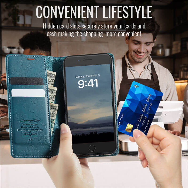 CaseMe iPhone 7/8/SE 2020/SE 2022 Magnetic Wallet Case with RFID Blocking