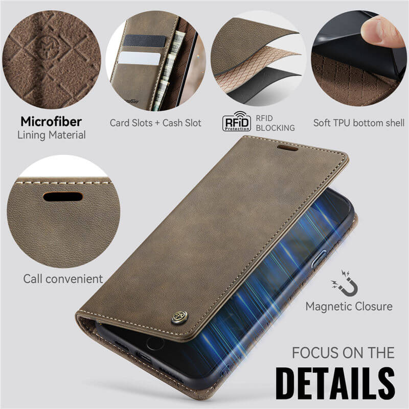 CaseMe iPhone 7/8/SE 2020/SE 2022 Magnetic Wallet Case with RFID Blocking