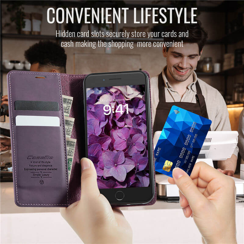 CaseMe iPhone 7/8/SE 2020/SE 2022 Magnetic Wallet Case with RFID Blocking